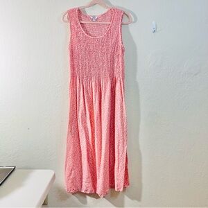 Croft & Barrow Women Smocked Floral Midi Dress 0X Cottagecore Feminine Pockets